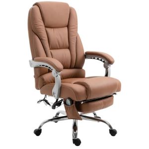 Silla de oficina con masaje - polipiel marrón claro