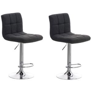 Taburetes de bar ajustables - 2 uds - gris - tela