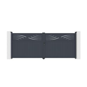 Puerta batiente regulable ancho 4m halti h.160cm aluminio gris