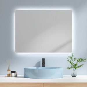 Emke espejo LED baño 80x60cm, pared, 6500k, memoria apagado, ip44