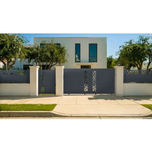 Pack puerta corredera 3m sunny a.140cm + puerta peatonal 1m a.140cm gris