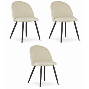 Silla valora bello, terciopelo beige, patas negras (x3)