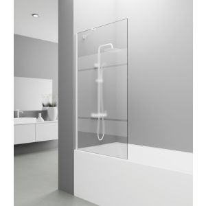 Panel fijo de bañera screen 150x85cm blanco frost + brazo ajustable