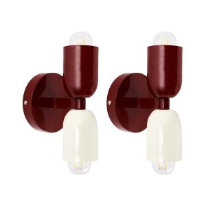 Conjunto de 2 lámparas de pared topi metal rojo