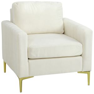 Butaca de salón 81x77x81 cm terciopelo color beige Homcom