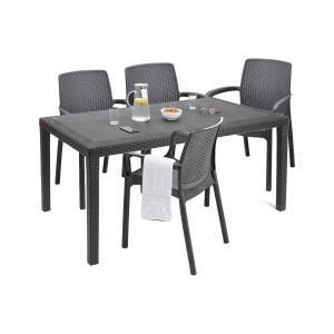 Set de sala exterior sover, mesa, plástico negro antracita