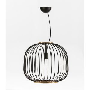Lámpara techo jaula metal embellecedor madera