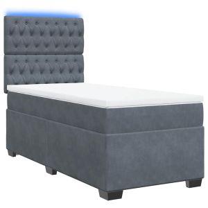 vidaXL cama box spring con colchón terciopelo gris oscuro 90x190 cm