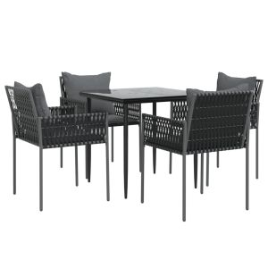 vidaXL juego comedor jardín 5 piezas y cojines ratán sintético y acero