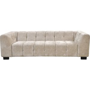 Sofá recto de diseño en tejido de chenilla 3 plazas "foch" - beige