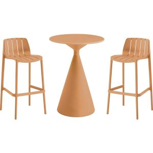 Mesa y sillas altas de bar apilables <<vaena>> - 2 plazas - naranja