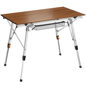 Tectake mesa de camping de aluminio, plegable y regulable 90x52x47 - 70 cm