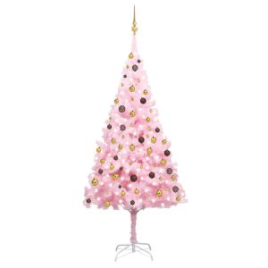 vidaXL árbol de navidad preiluminado con luces y bolas rosa 240 cm