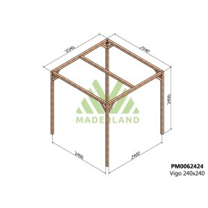 Pérgola de madera maciza - vigo 255x255cm (maderland)
