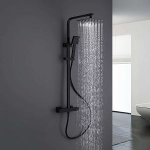 Columna de ducha termostática sky bath negro mate inox s304 serie paradise