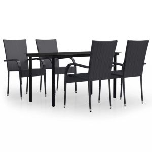 vidaXL juego de comedor de jardín 5 piezas negro