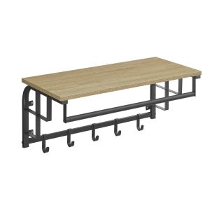 Estante de pared valora con coLGadores – roble sonoma con marco negro