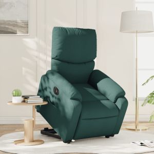 Sillón eléctrico reclinable elevable de tela verde oscuro qweo5501