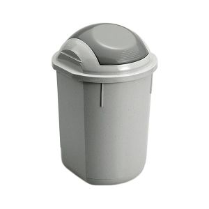 Papelera redonda con tapa gris 40 litros 7house