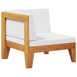 vidaXL sofá de esquina seccional y cojines blanco crema madera acacia