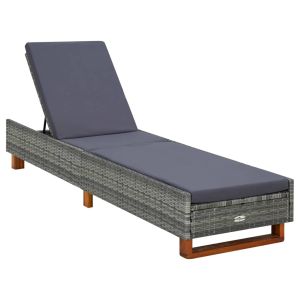 vidaXL tumbona con cojín de ratán sintético gris
