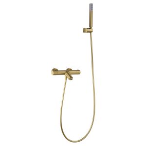 Grifería de bañera termostática con mango de ducha monza–oro cepillado