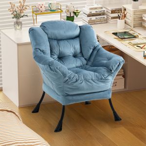 Sillón relax metal azul claro bolsillo lateral dorm salón y balcón
