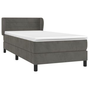 vidaXL cama box spring con colchón terciopelo gris oscuro 90x190 cm