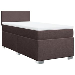 vidaXL cama box spring con colchón tela marrón oscuro 100x200 cm