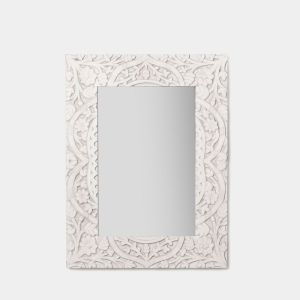 Espejo rectangular de pared 61x46 en blanco vintage nayra