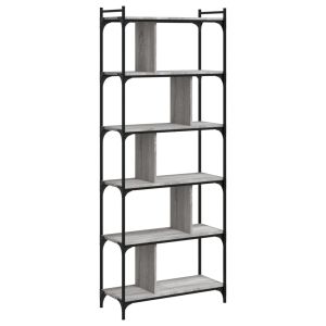 vidaXL librería 6 estantes madera ingeniería gris sonoma 76x32x192 cm