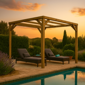 Pérgola madera autoportante kora vidahuerto 300x240x240 cm.