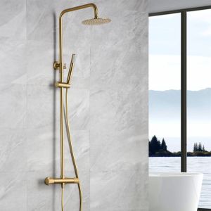 Imex - columna ducha termostática con grifo dorado serie line