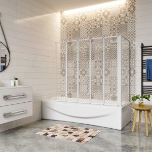 Aica mampara de bañera+panel lateral,vidrio 4mm, gris mate,120x70x140cm