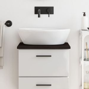 Encimera baño madera maciza tratada marrón oscuro 40x30x2 cm eerf4709