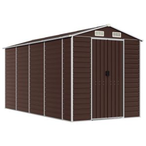 vidaXL caseta de jardín marrón 191x385x198 cm acero galvanizado