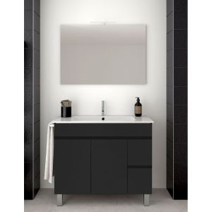 Mueble de baño isquia con lavabo y espejo 80x45cm grafito