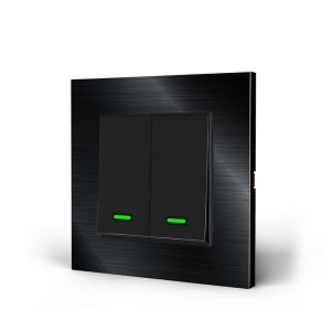Interruptor inteligente Wi-Fi negro de 2 botones con indicador LED tb12b