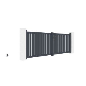 Pack puerta abatible 3,5m a.120cm veymont + pack puerta 1m  a.120cm gris
