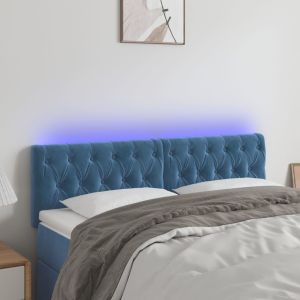 Cabecero con LED de terciopelo azul oscuro 144x7x78/88 cm eso8092