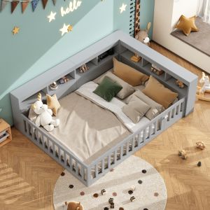 Sofá cama 140x190cm con almacenaje lateral, enchufe y usb, barra, mdf gris
