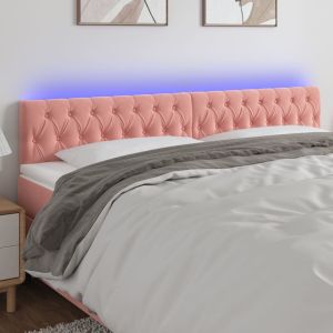 Cabecero con LED de terciopelo rosa 200x7x78/88 cm eso3904