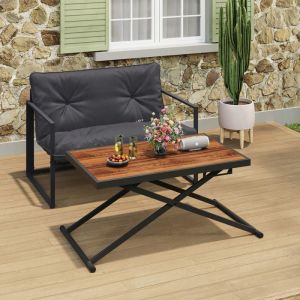 Mesa de jardín abatible - metal negro - 100 cm