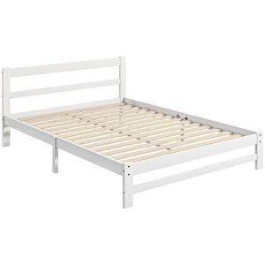 Marco de cama 195x141x80 cm madera de pino color blanco Homcom