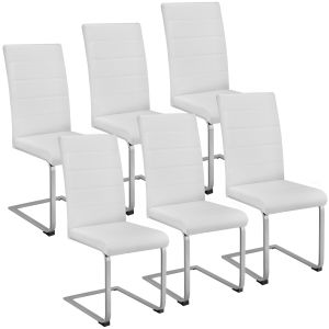 Sillas de comedor ergonómicas y altas, forma de c símil cuero blanco