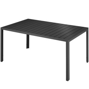 Tectake mesa de jardín de aluminio, patas ajustables, negro 150x90x74,5cm