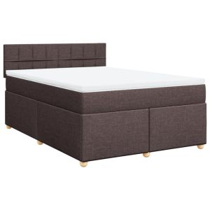 vidaXL cama box spring con colchón tela marrón oscuro 140x200 cm