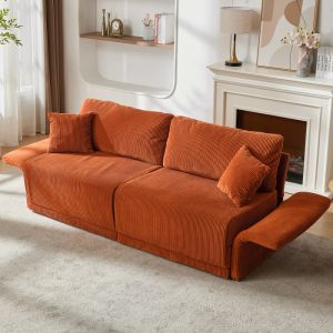 Sofá cama convertible pana naranja 2 plazas