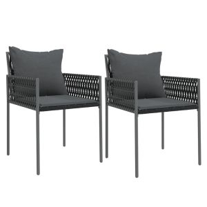 vidaXL sillas jardín y cojines 2 uds ratán sintético negro 54x61x83 cm