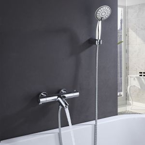 Kibath grifo salida bañera con equipo termostático bon manetas cromo